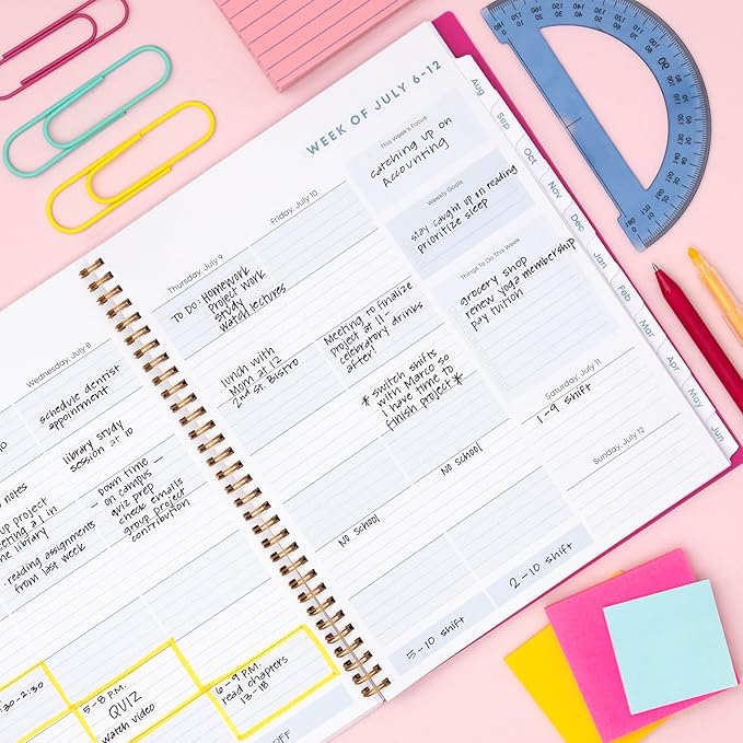 Blue Sky 2026-2027 Weekly and Monthly Academic Year Student Planner Calendar, July 2026 - June 2027, 8.5" x 11", Flexible Cover, Wirebound, Laminated Tabs, Storage Pocket, Star Confetti Bright