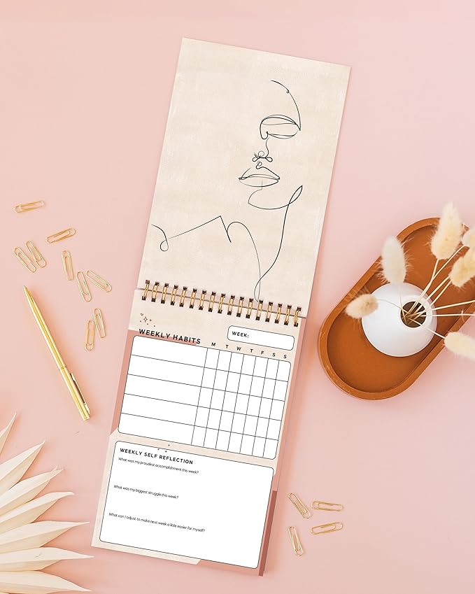 I Know Collection Weekly Habit Tracker Journal - 17-Week Goal Planner & Self-Care Journal - Spiral-Bound Wellness & Productivity Tracker - Daily, Weekly, and Monthly Habit Calendar (Pack of 2)