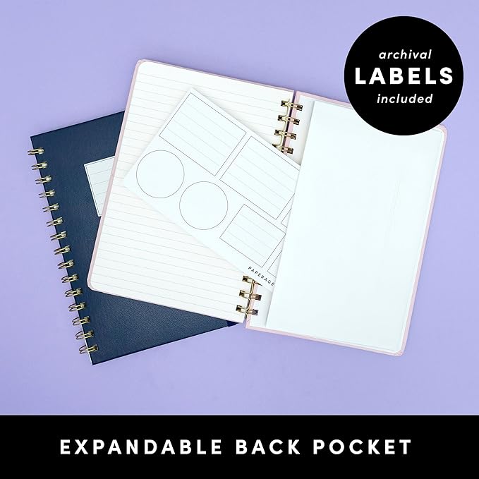PAPERAGE Lined Spiral Journal Notebook, (Rainbow Stripe), 160 Pages, Hardcover Journal for Women & Men, Medium 5.5 in x 8 in - 100 GSM, Thick Paper, Spiral Notebook for Work, School & Journaling