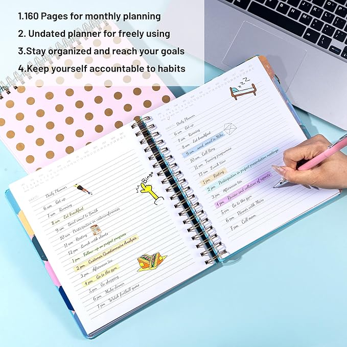 FLYING EAGLE Undated Work Planner Aesthetic Meeting Notebook for Work, Meeting Notes with Dividers Perfect Square Notebook for Women, Blue Teal