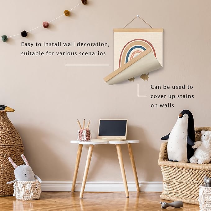 ROXMART Boho Rainbow Calming Corner Poster Hanger Frame, Mental Health Wall Decor, Psychology Therapy Wall Art Prints Decor for Kids Room Therapist Counselor Calming Office, 12x16 Inch