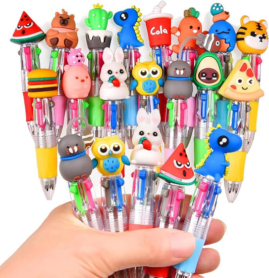 15Pcs Mini Multicolor Pens in One 4-in-1, Cute Pens Bulk for Party Favors and Birthdays, Delightful Ballpoint Pen Gifts Classroom Prizes (15pcs)