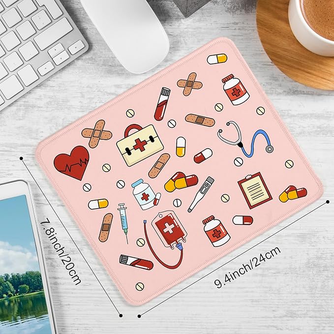 Nurse Square Mouse Pad,Non-Slip Rubber Base Mouse Pad,Home Office Decoration Desktop Accessory,Laptop Mouse Pad for Office Laptops,9.4x7.8x0.12inch.