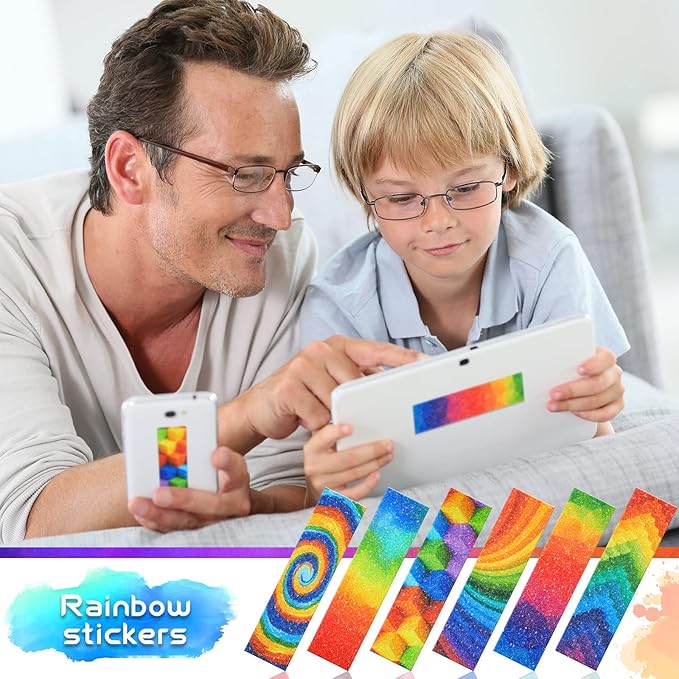 36 Pcs Anxiety Sensory Stickers Strips Adhesive Textured Mental Health Calm Stickers Mindfulness Fidget Decals Stress Anxiety Relief Items for Therapy Office Desk(Rainbow Style)
