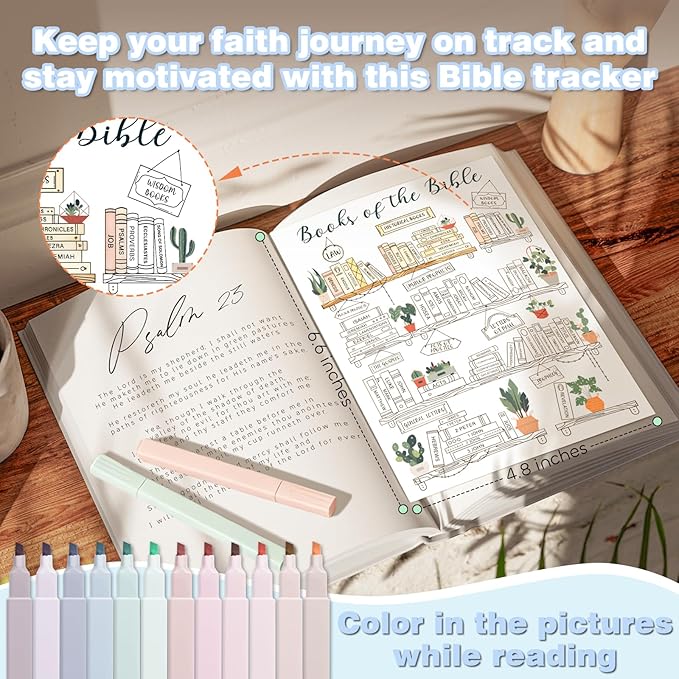 45 Pcs Bible Study Supplies, Bible Study Kit Journaling Supplies with 12 Bible Highlighters No Bleed and Tabs, 6 Pens, 6 Bookmarks, Books of the Bible Sticker and More, Christian Gifts for Women