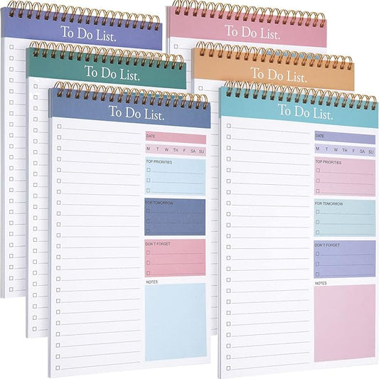 Thenshop 6 Pack To Do List Notepad Daily to Do List Notepad 6.5 x 9.8 Inches Notebook Undated 52 Sheets Paper Planner Daily for Work Planning Pad for School Office Student