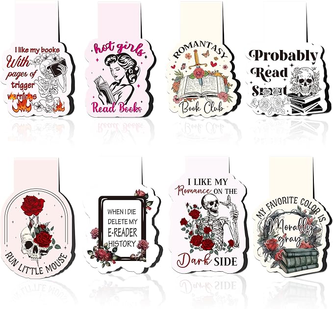 Dark Romance Magnetic Bookmarks, 8 Pcs Gothic Book Lover Gifts for Women, Spicy Magnet Book Mark Clips for Reading, Cute Stationery Gifts for Friends and Book Club Lovers