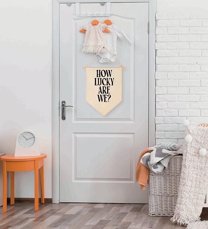 How Lucky are We-Home Bedroom Daily Reminders Affirmation Poster-Dopamine Decor,Motivational Trendy Sign,Apartment Dorm Wall Decor,Positive Canvas Banner Flag Pennant Wall Art Gift
