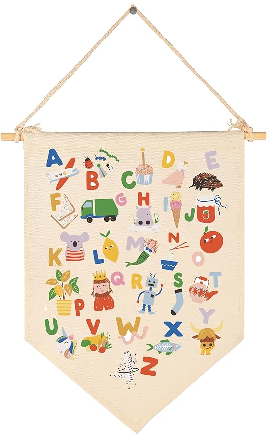 Canvas Banner Flag Sign Pennant Poster Wall Decor Gift for Nursery Classroom Homeschool Kindergarten Preschool Education Baby Room Reading Room Playroom Teacher Office-Christmas Gift-Alphabet ABC