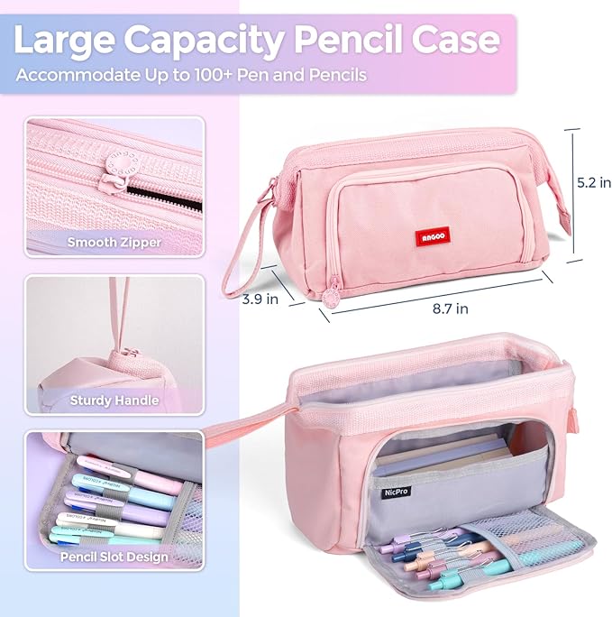 Nicpro 55PCS Aesthetic School Supplies with Cute Pencil Case, 12 Pastel Highlighters, 11 Gel Pens Color & Black Ink, 6 Mechanical Pencils for Girls Stationary College Student Essentials Preppy Stuff