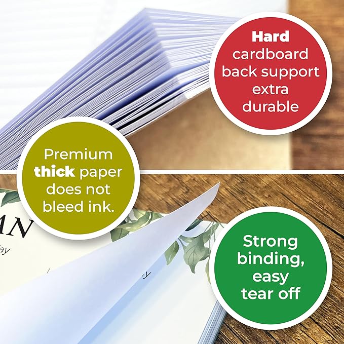 Weekly Planner Notepad, Undated Tear Off Weekly To Do List Notepad, 11.5" x 8", Eucalyptus Design on Cream Base, Premium Thick Paper and Cardboard Back Support, Desk Planner for Work, Office and Home.