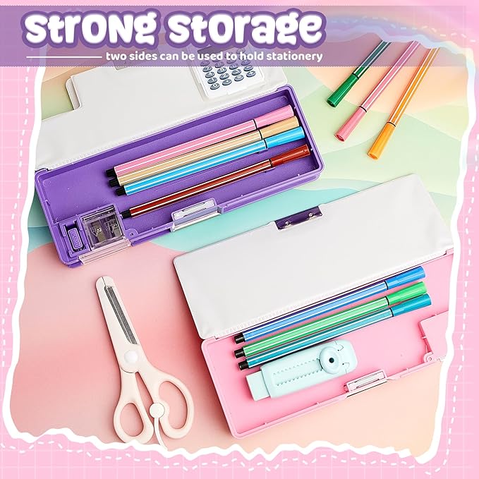 Henoyso Multifunctional Pencil Box for Girls Space Pencil Case with Calculator and Sharpener Cool Cute Pencilcase School Supplies Essentials Christmas Birthday Gift Present for Kids Teens