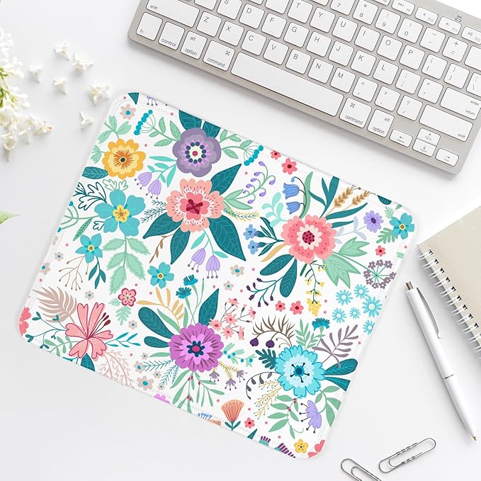 Flower Square Mouse Pad,Non-Slip Rubber Base Mouse Pad,Home Office Decoration Desktop Accessory,Laptop Mouse Pad for Office Laptops,9.4x7.8x0.12inch 6