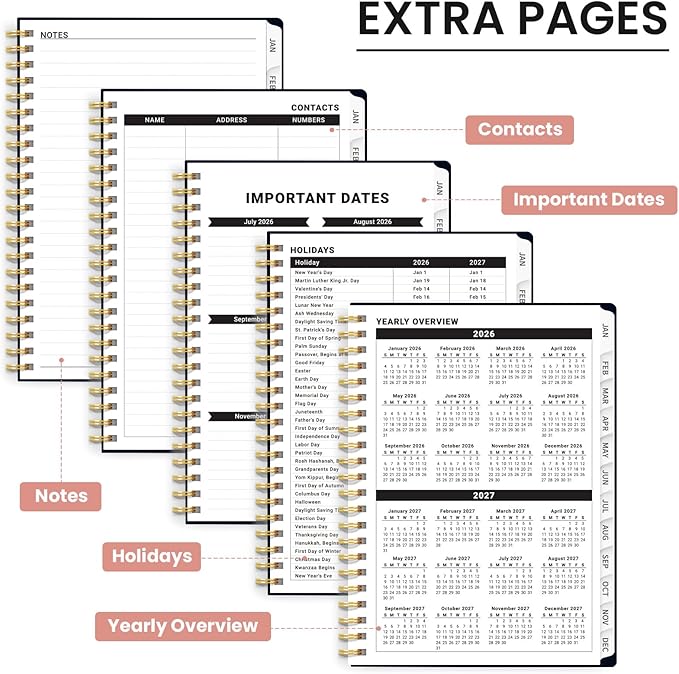2026 Planner, Weekly and Monthly Planner for Women, January 2026 to December 2026, Pretty Hardcover 2026 Calendar Planner Book with Tabs, Inner Pocket, Spiral Bound, Perfect Office Home School Supplies - 8.5" x 11", Celestial