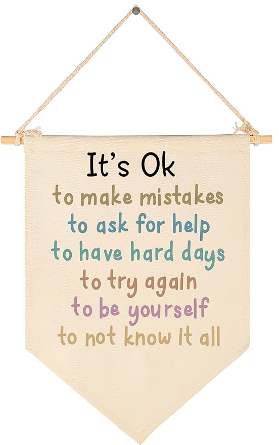 Canvas Banner Flag Sign Pennant Poster Wall Decor Gift for Nursery Classroom Kindergarten Preschool Education Reading Room Playroom Teacher Office Baby Room-Christmas Gift-It's Ok To Make Mistakes