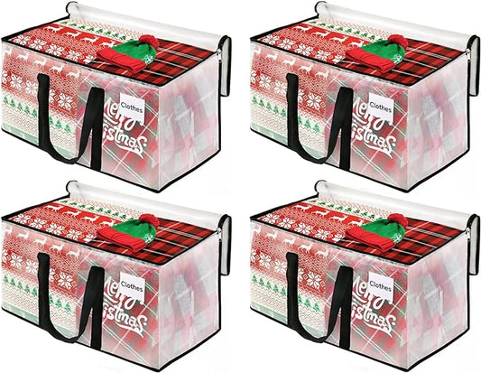 BlissTotes Moving Bags, 76L 4-Pack Storage Bags, Moving Box Heavy Duty Extra Large, Moving Totes with Zipper, Reinforced Handles Boxes for Packaging Moving, Decorative Wreath Storage