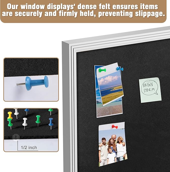 Mifuro 48"x30" Enclosed Bulletin Board, Outdoor Lockable Weather-Resistant Aluminum Cork Noticeboard for School & Office, Silver Frame w/Black Flet
