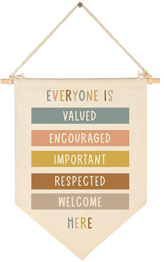 Everyone Is Valved-Classroom Wall Decorations-Classroom Homeschool Preschool Decor-Child Art-Teacher Present-Canvas Hanging Pennant Flag Banner Wall Sign Decor Gift-Birthday Christmas Gift