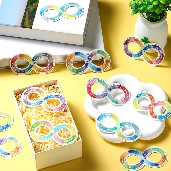 36 Pcs Sensory Strips Infinity Rainbow Anxiety Mindfulness Stickers Adults Stress Breathing Stickers Fidget Adhesives Rough Textured Tape for Classroom Desk Office Computer(Figure Eight Shape)