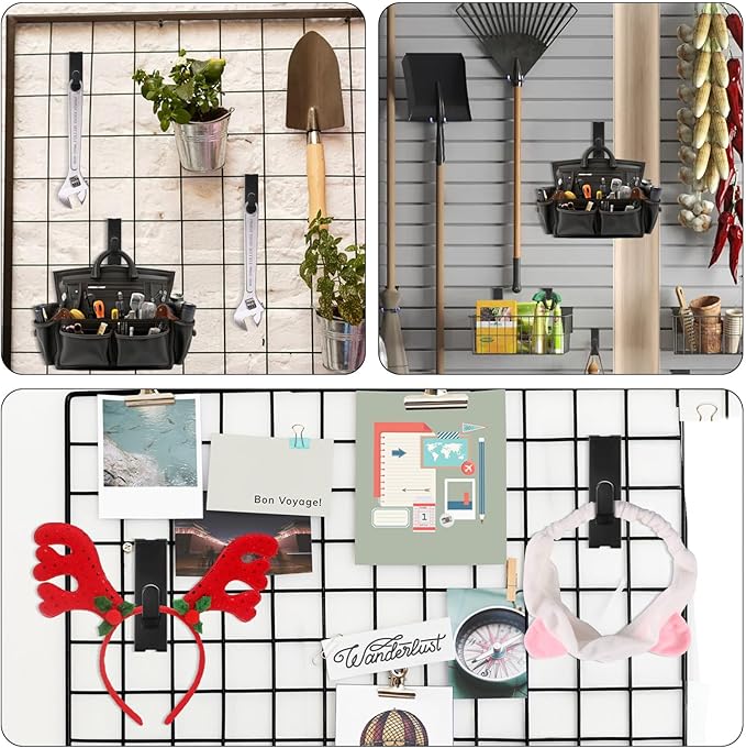 30 Pcs Iron Grid Wall Hooks, Black Notch Display Hangers for Art, Painting, Canvas & Panels, Commercial Photography Display Accessories