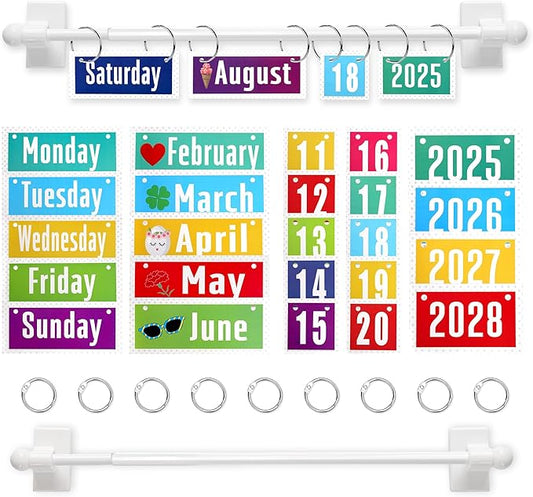 Magnetic Rod Flip Calendar for Classroom Colorful Classroom Calendar Date Cards Colorful Classroom Decor Magnetic Rod for Classroom Whiteboard
