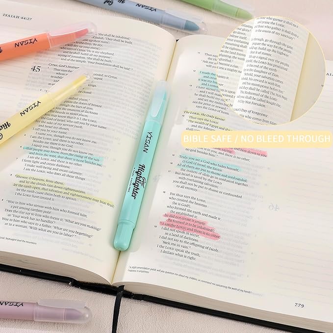 YISAN Bible Highlighter, Dry Highlighter,No Bleed Marker Pens, 8 Sorbet Colors,70641