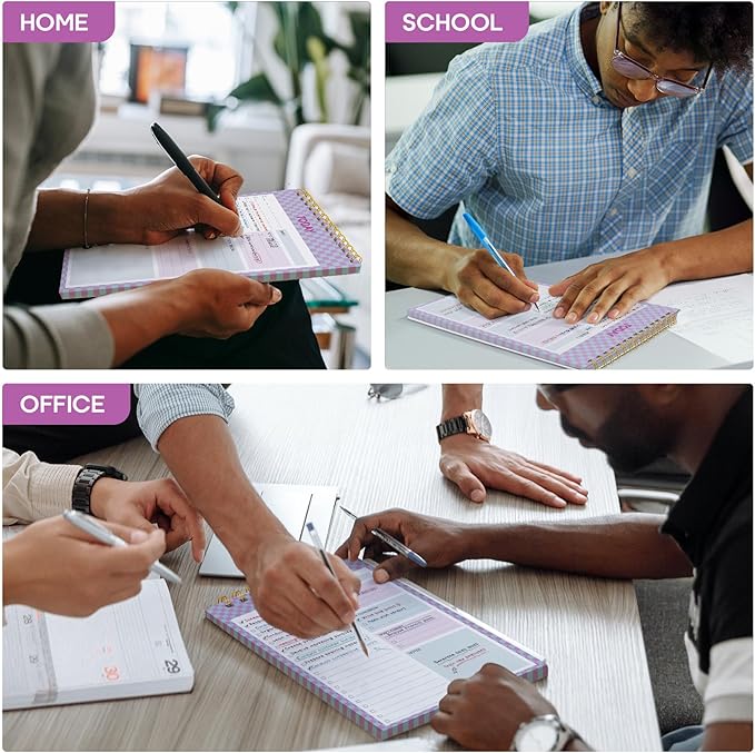 To Do List NotePad, Aesthetic To Do List Notebook for Work With 52 Sheet For Daily Tasks and Goal Setting, Undated Daily Planner Perfect for Office, Home and School Supplies - Lavender Checkered