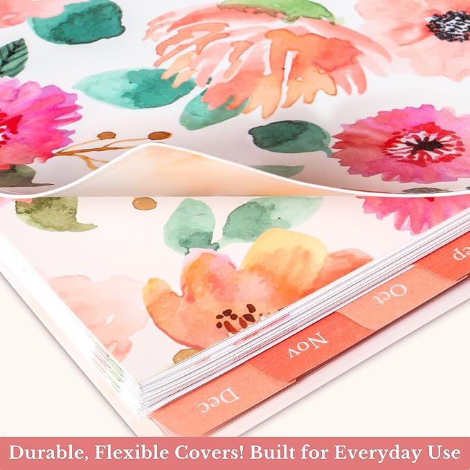CRANBURY Large Planner 2026, 8.5x11 Weekly Monthly Calendar Agenda, from Jan to Dec Daily Organizer, Floral Theme, Spiral Bound Planner with Tabs