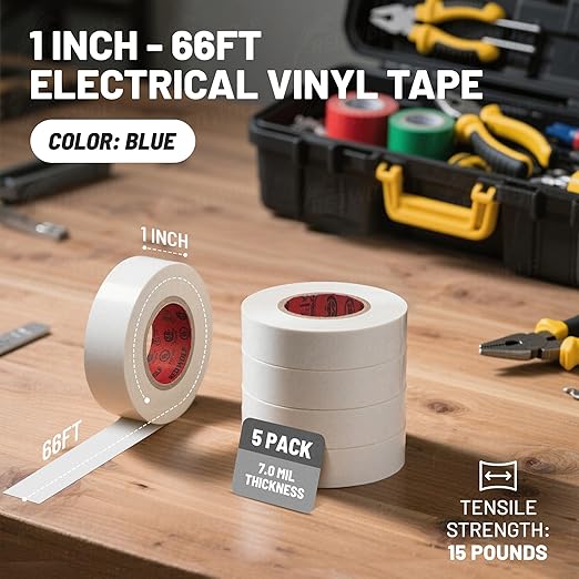 RED WOLF White Electrical Tape 1 in x 66ft 10 Pack, Industrial Grade UL/CSA Listed 7 Mil Thick Flame Retardant High Temp (5)