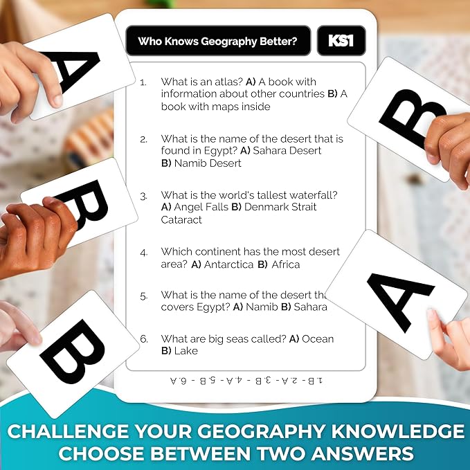 QUOKKA Who Knows Better? - Geography - Family Card Trivia Game | Fun Learning & Educational Questions for Families | Suitable for Boys & Girls