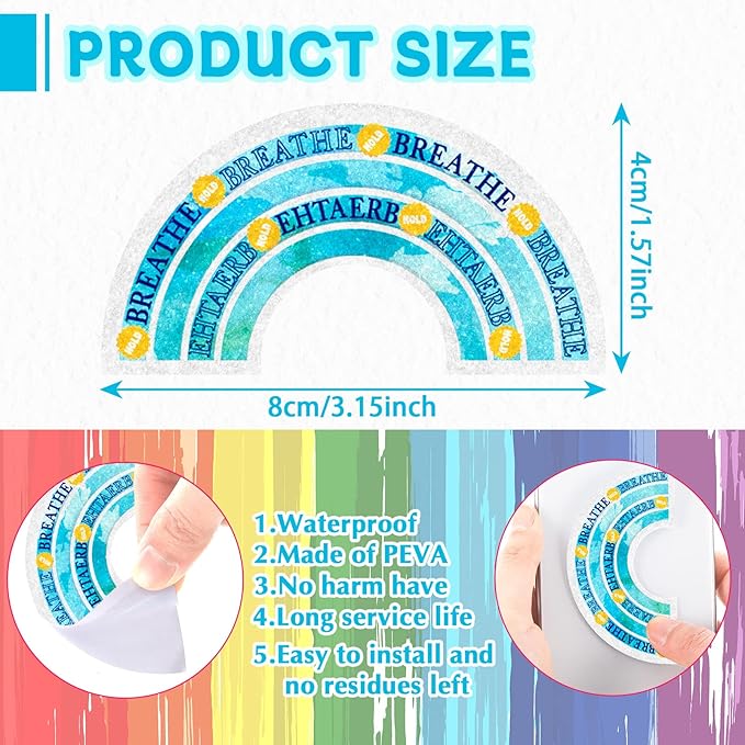 36 Pcs Sensory Strips Infinity Rainbow Anxiety Mindfulness Stickers Adults Stress Breathing Stickers Fidget Adhesives Rough Textured Tape for Classroom Desk Office Computer(Watercolor)