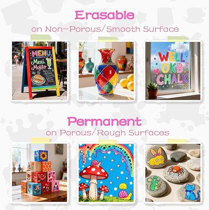 Chalk Markers - 30 Washable Liquid Chalk Markers for Blackboard,Window Markers Paint Pens with Reversible Tip, Chalk Markers for Chalkboard Signs, Teachers, Windows, Glass, Calendar, Menu