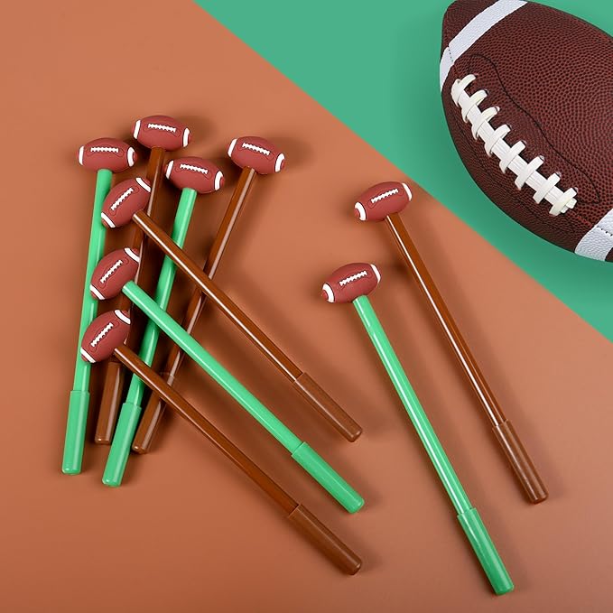 LiYiQ 25 Pcs Football Party Favor Cartoon Cute Fun Pens for Kids Kawaii Football Shape Gel Black Ink Pen Cute Football Pens for School Office Home Student Kids Present