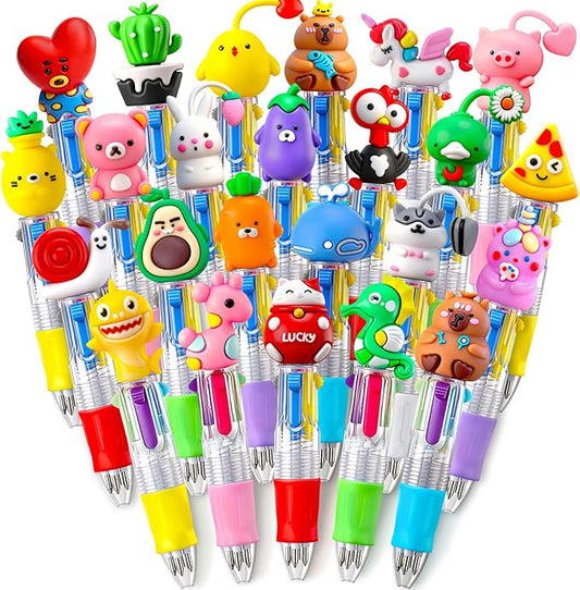 40Pcs Mini Multicolor Pens in One 4-in-1 Cute Pens Bulk for Kids, Ballpoint Pen for Birthdays and Children's Parties, Fun Gifts Assorted Ink Kawaii Pen