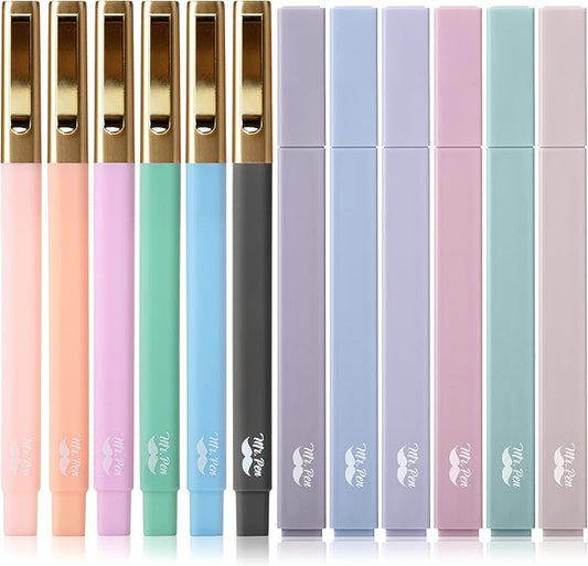 Mr. Pen- Aesthetic Highlighters and Pens No Bleed, 12 Pack, Pastel Color, Black Ink, No Bleed Highlighters for Bibles