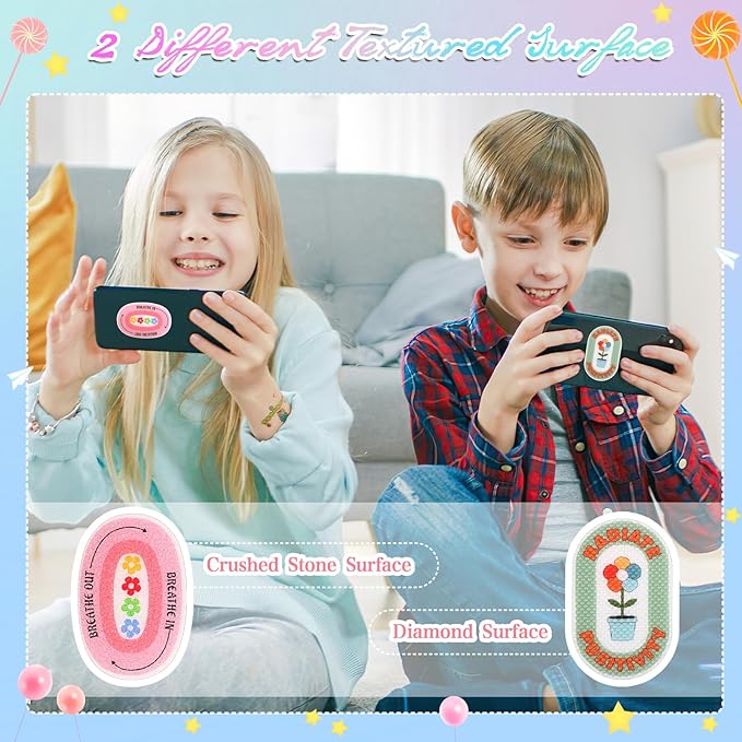 Needbrock 60 Pcs Anxiety Sensory Textured Stickers, Reusable Adhesive Mindfulness Fidget Calming Breathing Stickers for Adults & Teens Relieve Stress, Pink, Purple