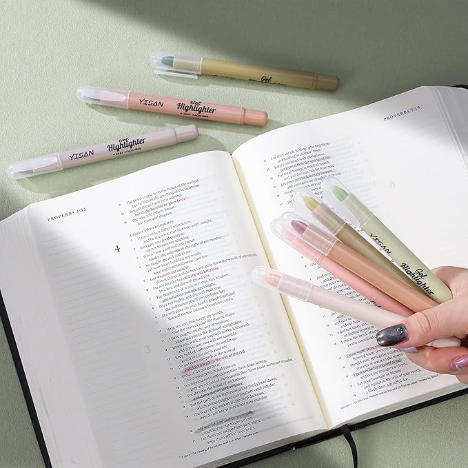YISAN Bible Highlighter,Dry Highlighter,No Bleed Marker Pens, 8 Earthy Colors,70658