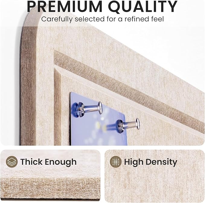 Large Bulletin Board, 35 X 17 Inches Felt Cork Board with 40 Pushpins, Foldable Felt Notice Pin Board Photo Display Board with Self-Adhesive Tape for Office Home School