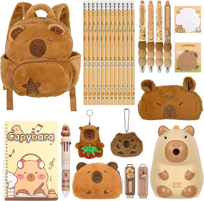 28Pcs Cute Capybara Gifts with Capybara Animals and Stationery set for Birthdays Gifts Back to School Classroom Rewards for Womens or Others.