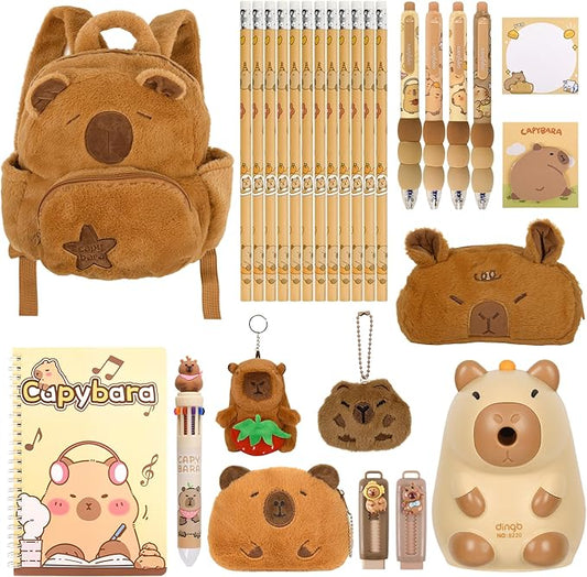 28Pcs Cute Capybara Gifts with Capybara Animals and Stationery set for Birthdays Gifts Back to School Classroom Rewards for Womens or Others.