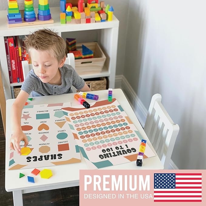 Hadley Designs 16 Educational Posters for Classroom Decor - Learning Posters for Toddlers 1-3, Alphabet for Classroom Wall, Daycare Essentials, Homeschool Posters Preschool, Retro Playroom Decor