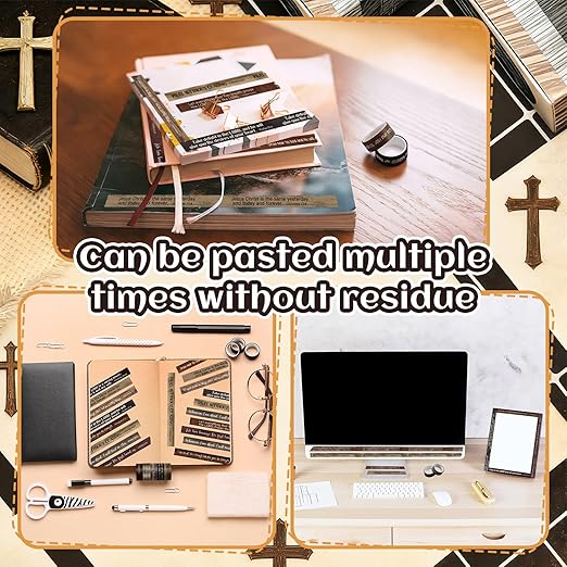 Janlaugh 24 Rolls Christian Washi Tape Gifts Bulk Religious Inspirational Scripture Supplies Bible Verse Tape for Bible Study Journaling Crafting Christmas Stocking Stuffers Gift(Wood Grain)