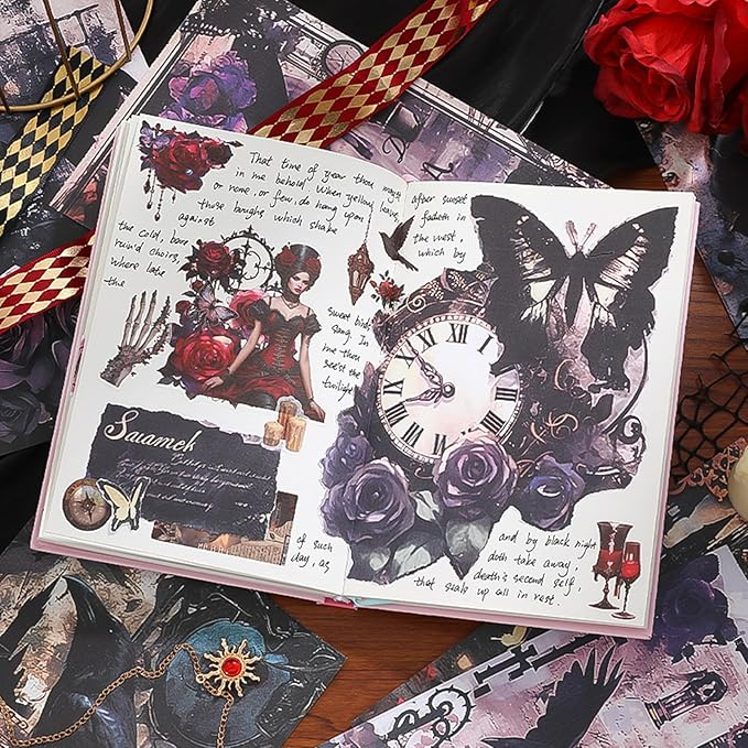Vintage Scrapbook Stickers, Ephemera Sticker Book for Journaling with 453PCS Washi Stickers 20 Sheets Scrapbook Papers, Junk Journal Supplies for Adults Teens Women Girls Stickers for Scrapbooking