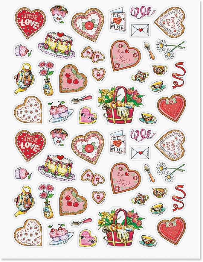 Current Mary Engelbreit Valentine Sticker Variety Pack - 2 Sheets, 112 Assorted Stickers for Kids, Teachers, School, Scrapbooking, Journals, Monthly Planners, Calendars, Crafts & Greeting Cards
