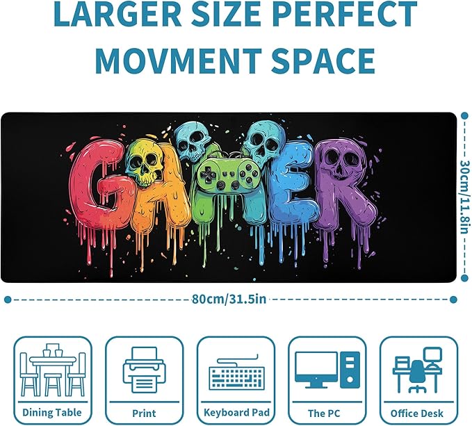 Gaming Mouse Pad Mat XL Extended Large Gaming Desk Pad Mousepad, Vibrant Game Computer Laptop Keyboard and Mouse Mat, Office Desk Decor Mousepad Deskmat with Stitched Edges Mat