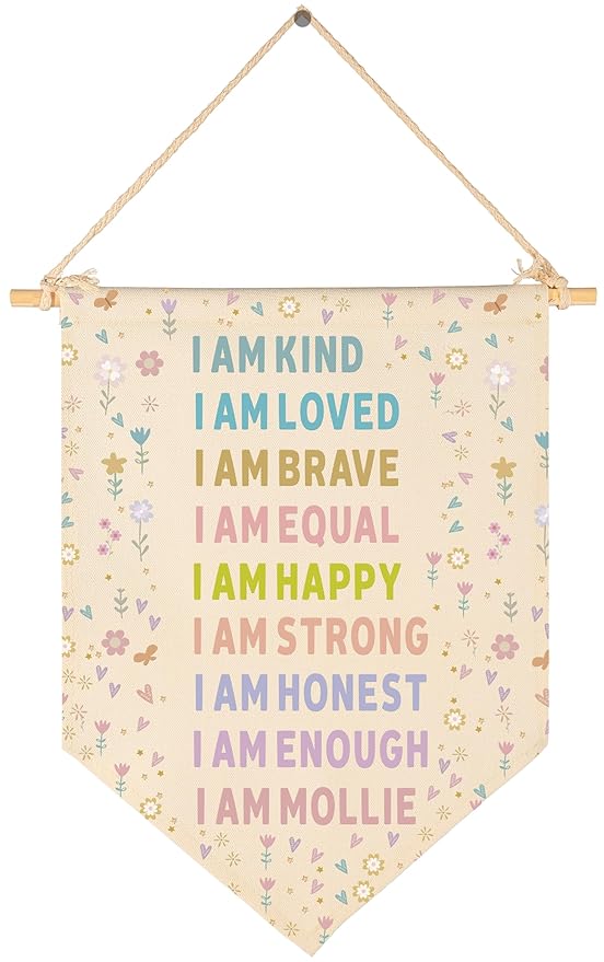 Banner Flag Sign Pennant Poster Wall Decor Gift for Classroom Nursery Baby Room Playroom Reading Room Bedroom Door Above Crib Boy Girl Kids-Baby,Shower,Birthday Christmas Gift-I Am Kind I Am Loved
