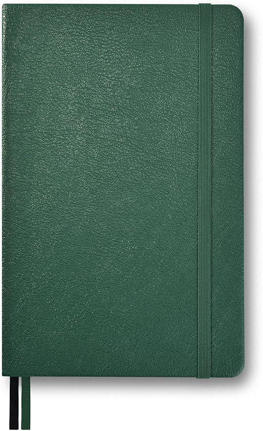 Minimalism Art, Premium Hard Cover Notebook Journal, Classic 5" x 8.3", 122 Numbered Pages, Gusseted Pocket, Ribbon Bookmark, Extra Thick Ink-Proof Paper 120gsm, San Francisco (Ruled, Green)