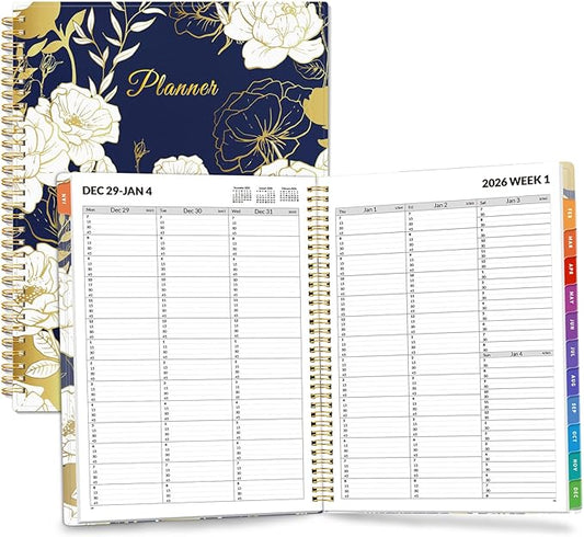 SUNEE 2026 Appointment Book, Quarter-Hourly, Weekly & Monthly - from January 2026 - December 2026, 8.5"x11" Weekly Planner, Flexible Cover, Note Pages, Pockets, Bookmark, Spiral Binding,