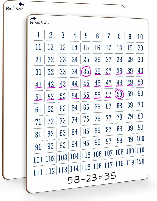SCRIBBLEDO Dry Erase Number Chart 9”x12” White Board Teacher Student 100 Chart for First Grade Classroom Kid Small Math Practice Whiteboard Kindergarten 1st Grade School Supplies