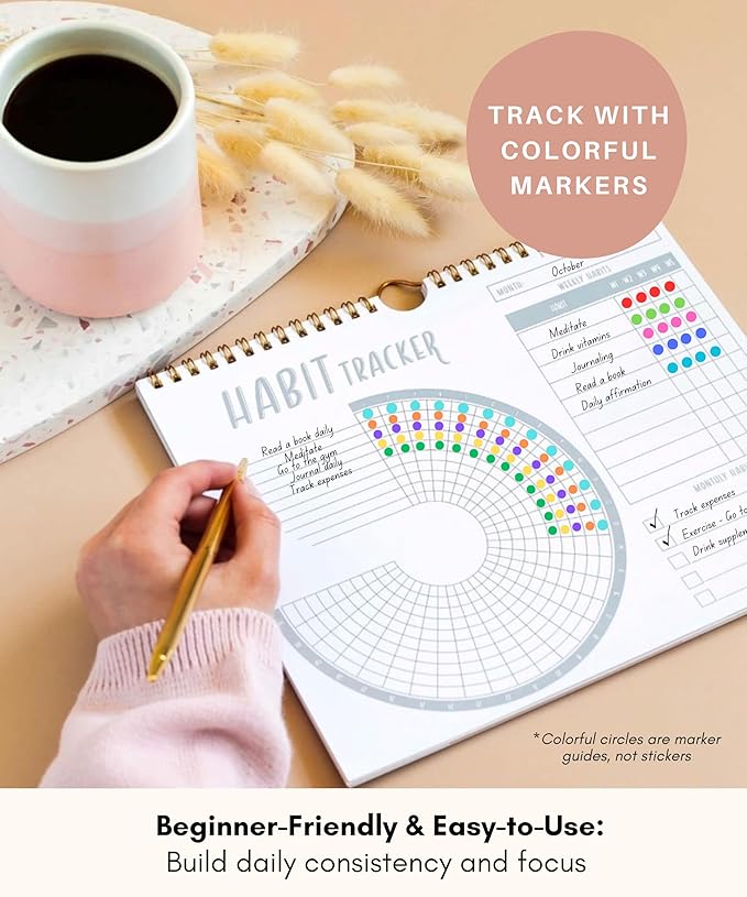 Lamare 2026 Habit Tracker Calendar – Premium Daily Habit Tracker Journal and Goal Board, Workout Motivation & Productivity Tool